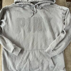 PINK Victoria's Secret Gray Pullover Bling Hoodie